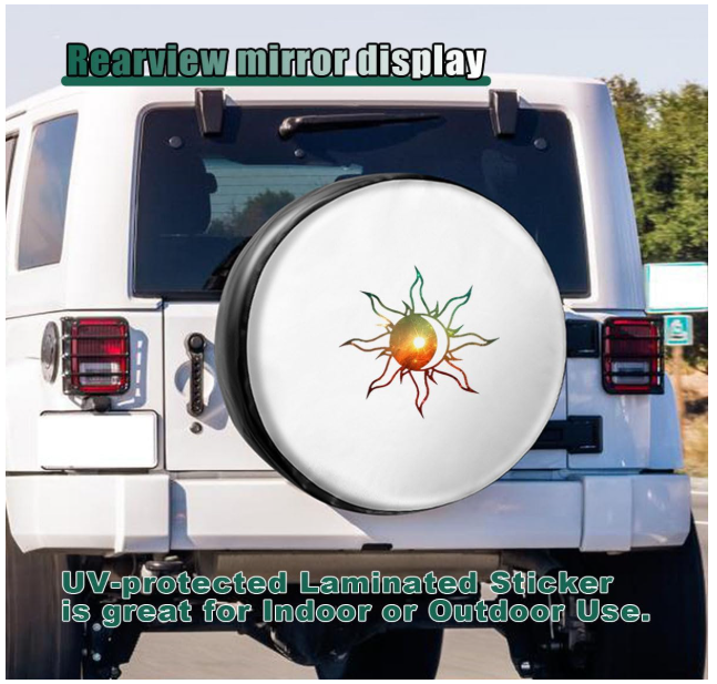 LAINLOY Galaxy Sun and Moon vinyl sticker on a spare-tire cover